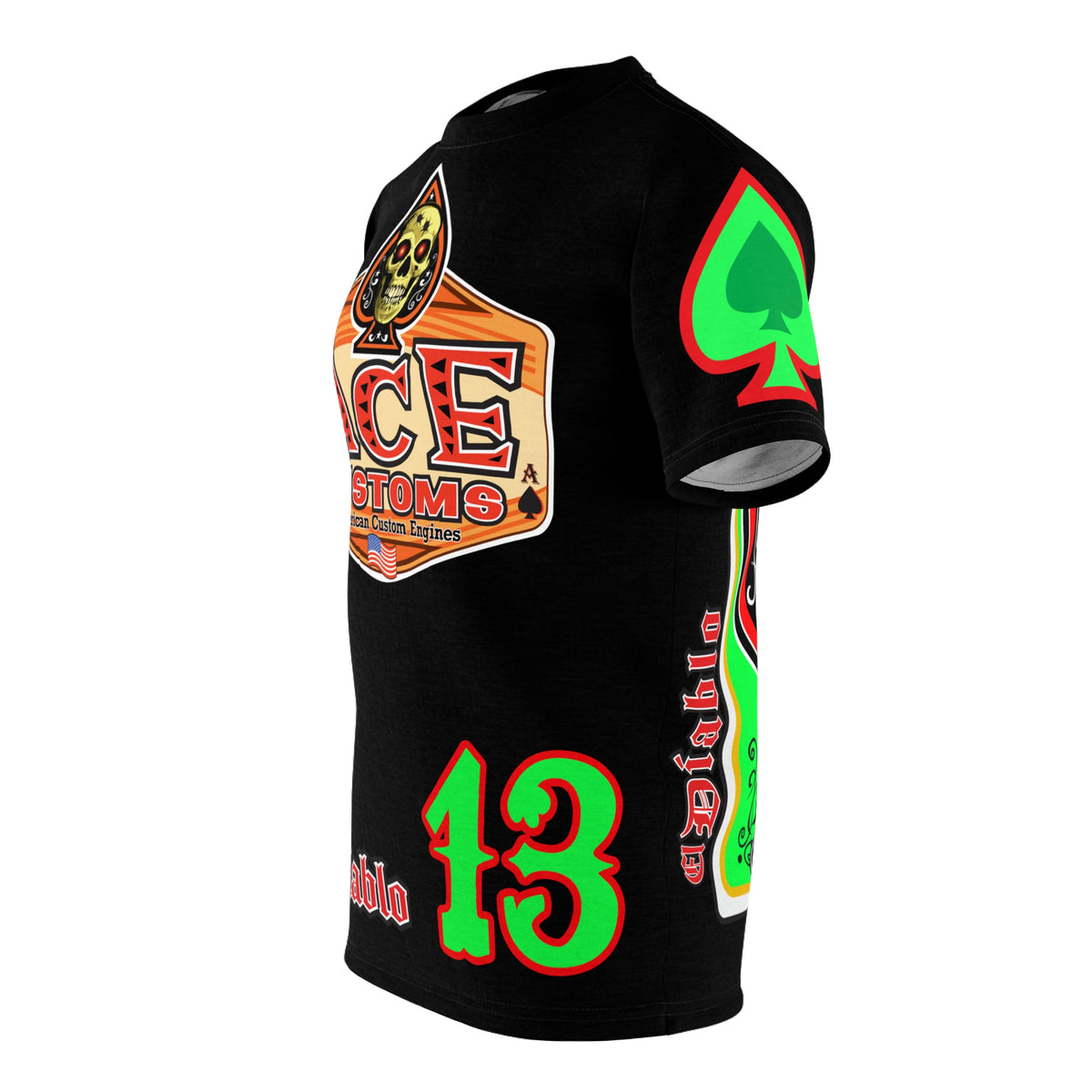 American Custom Engines ACE - Special Lumina Green  Ace of Spades Death Card High visibility Graphics