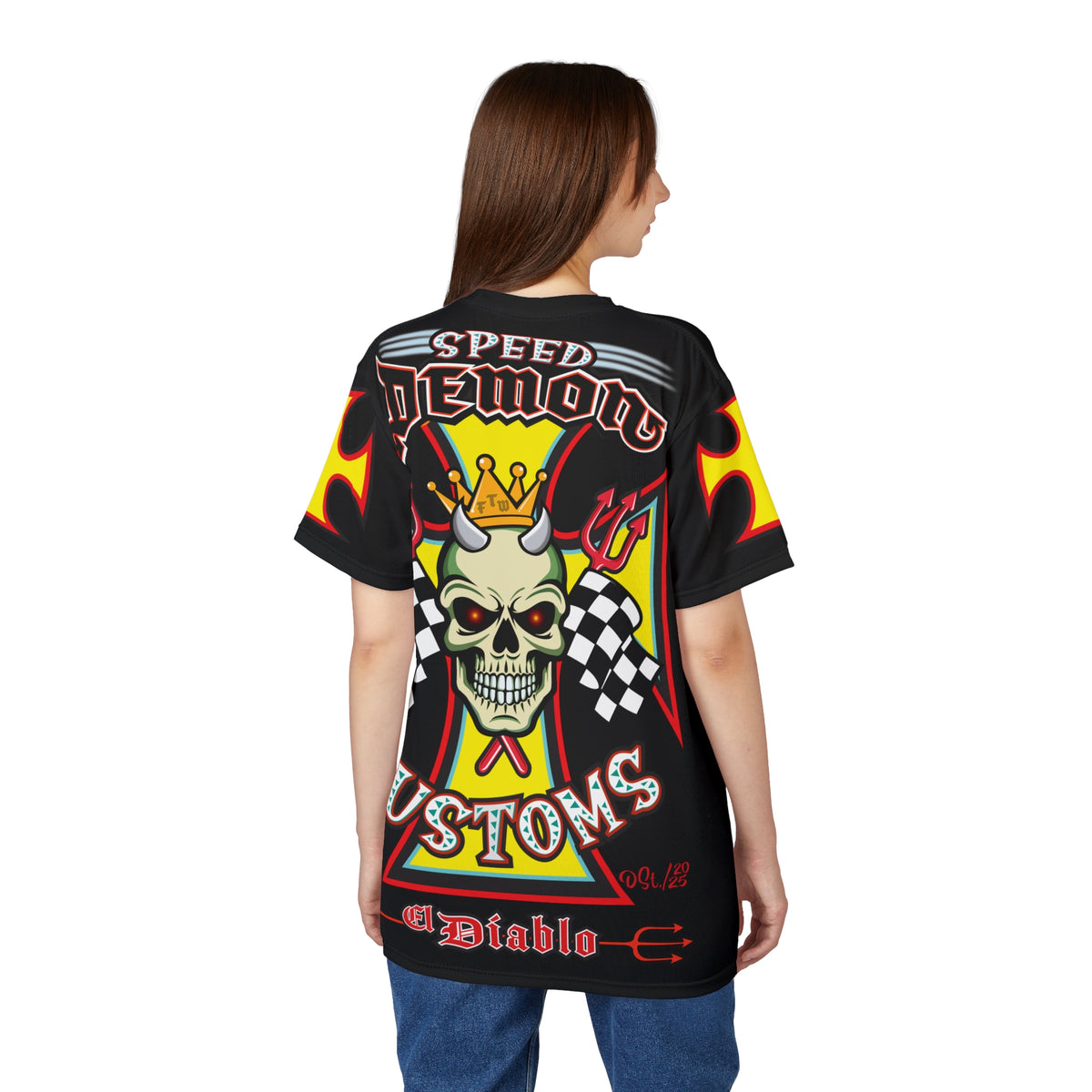 Speed Demon King of Speed Super Tee- Edgy Skull Flame Design for Bikers & Rebels