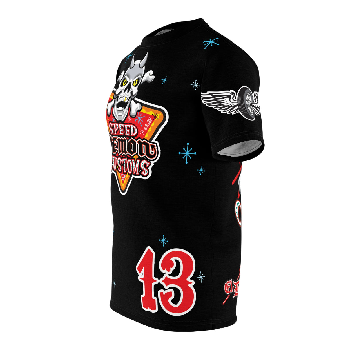 SRT Speed Demon Customs Spectacular  Super Riding Tee - Devilishly Demented Bold Biker Design