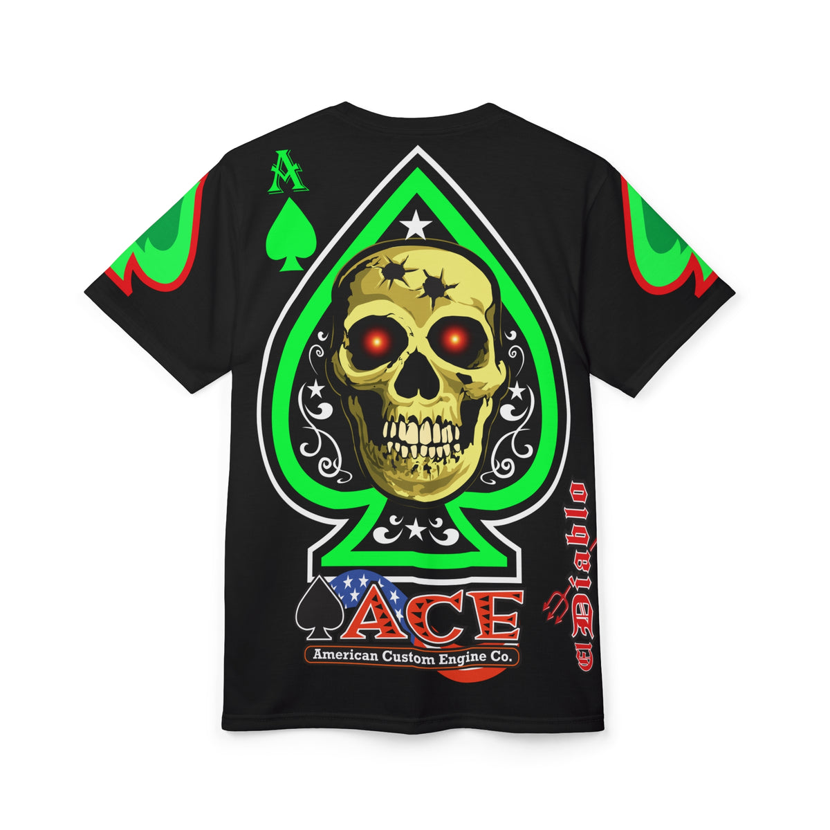 American Custom Engines ACE - Special Lumina Green  Ace of Spades Death Card High visibility Graphics