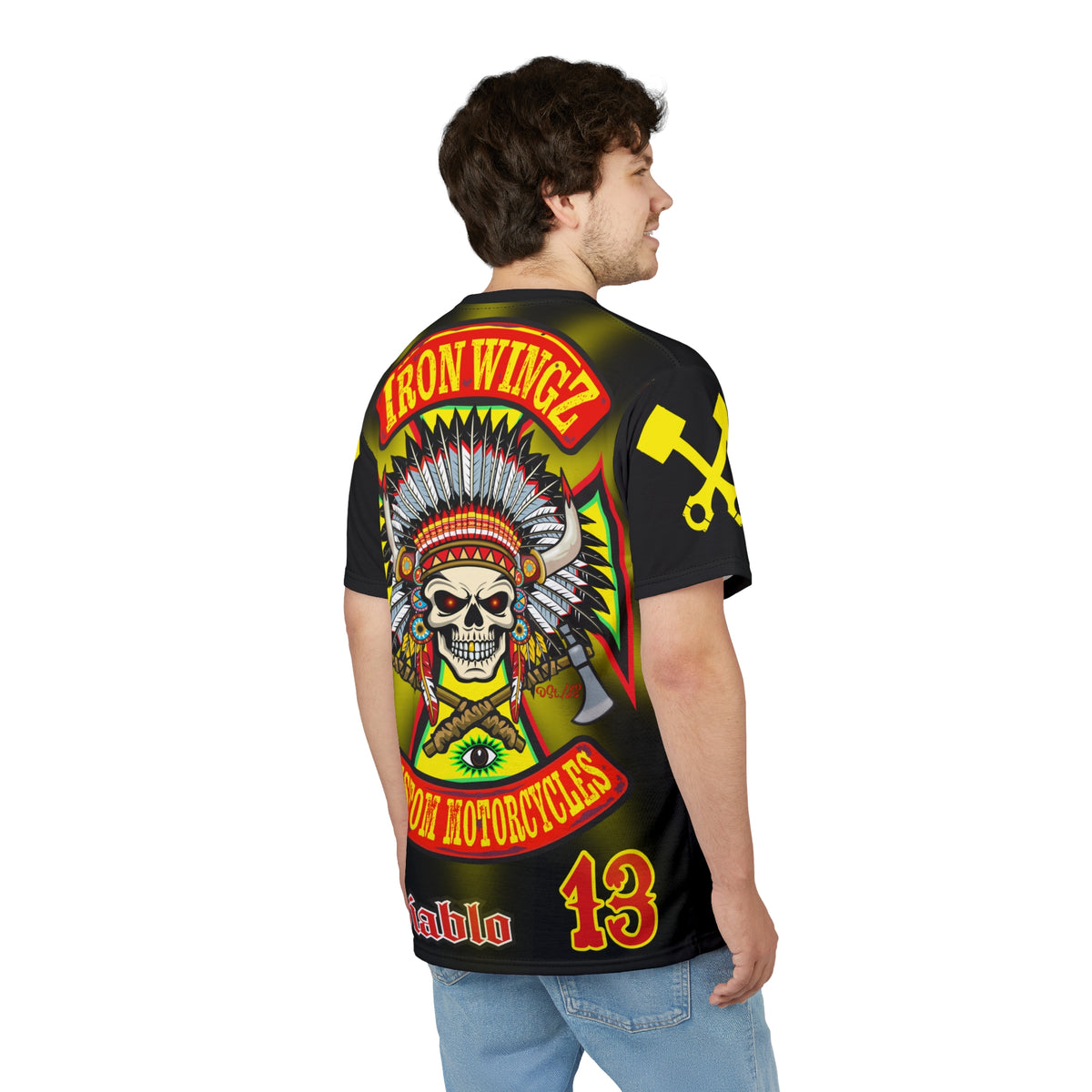 SRT Iron WingZ Customs HIviz Graphic Super Riding Tee, Edgy Streetwear, Customized Apparel, Gift for Bikers
