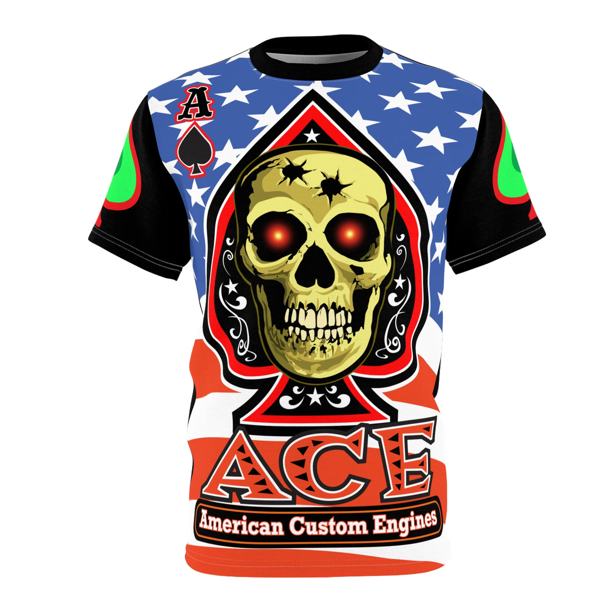 American Custom Engines ACE Americana Cut - Special Lumina Green  Ace of Spades Death Card High visibility Graphics