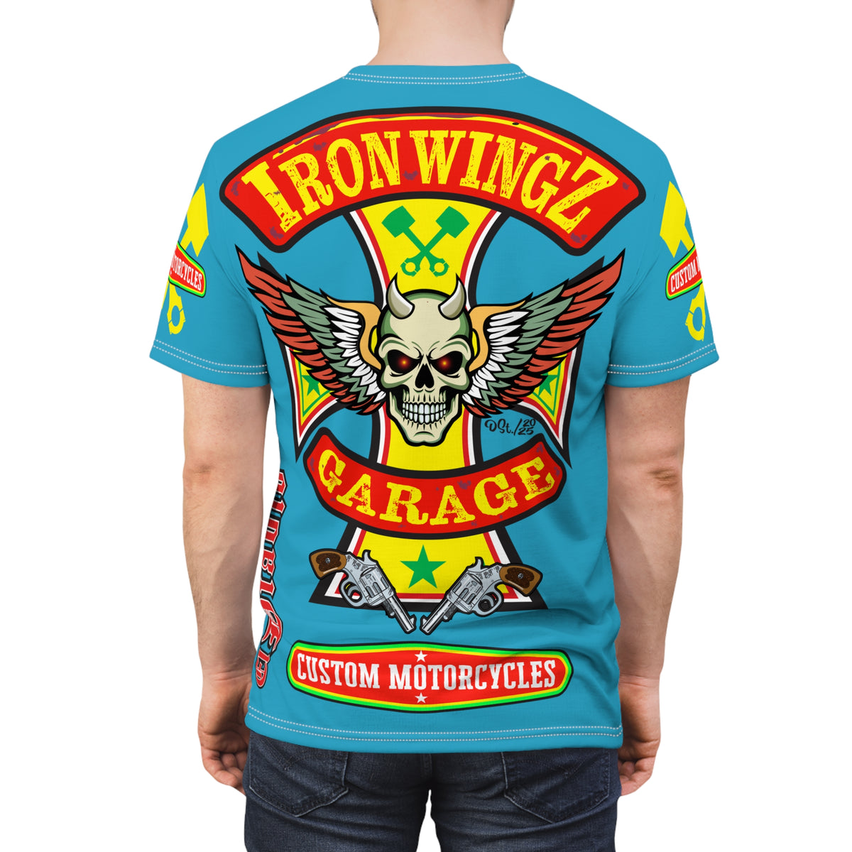 Iron Wingz Garage HiViz Super Tee, Unisex Graphic T-Shirt, Rockabilly Style Shirt, Alternative Fashion Top, Perfect Gift for Bikers