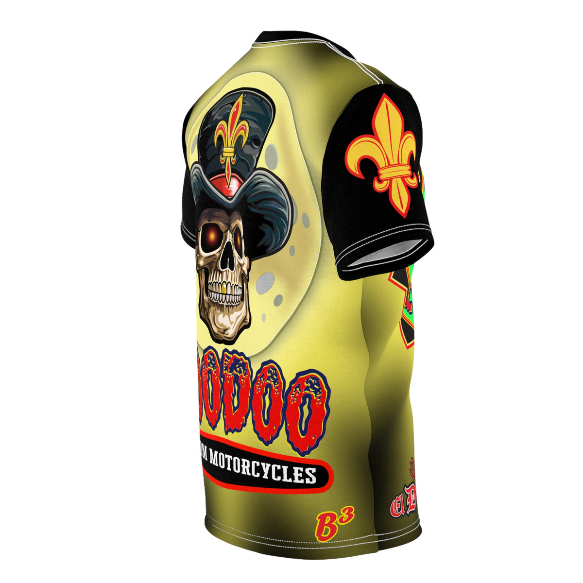 VooDoo Customs Tie Dye Black & Yelo Blast HiViz Super Tee for Harley Riders