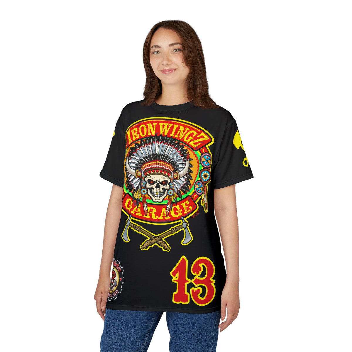 Iron WingZ Customs HIviz Graphic Super Tee, Edgy Streetwear, Customized Apparel, Gift for Bikers