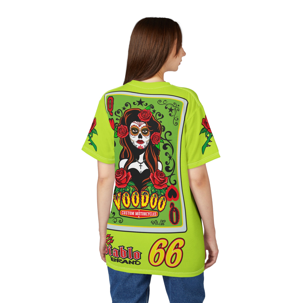 VERY Special HIVIZ Voodoo Custom Motorcycles Tee — Queen of Hearts Super Tee Graphic Shirt