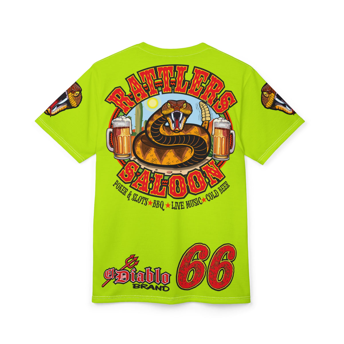 VERY Special Rattlers Saloon  BADAZZ HIVIZ SUPER TEE — Vintage Biker 66 Graphic Shirt