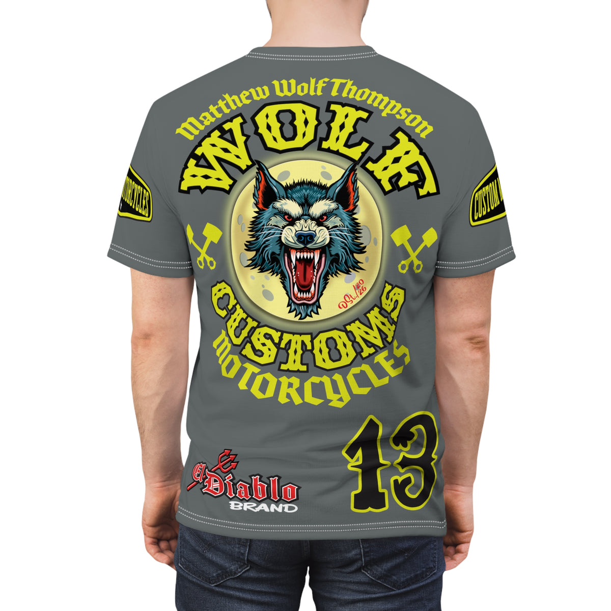 SRT MWT Wolf Customs 13 HiViZ Lumina Graphics -- Super Riding Tee — Retro Motorcycle Club Shirt, The Best Biker Riding Tee EVER !!!