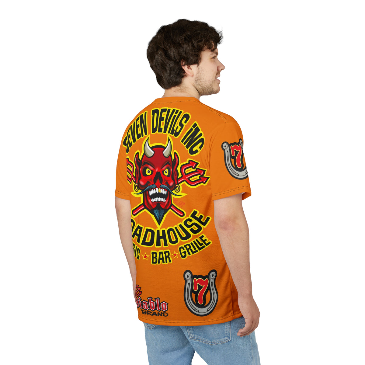 Seven Devils Road House (BLACK STAR HIVIZ LIMITED EDITION) Custom Super Riding Tee - Retro Devil Style Graphic Style