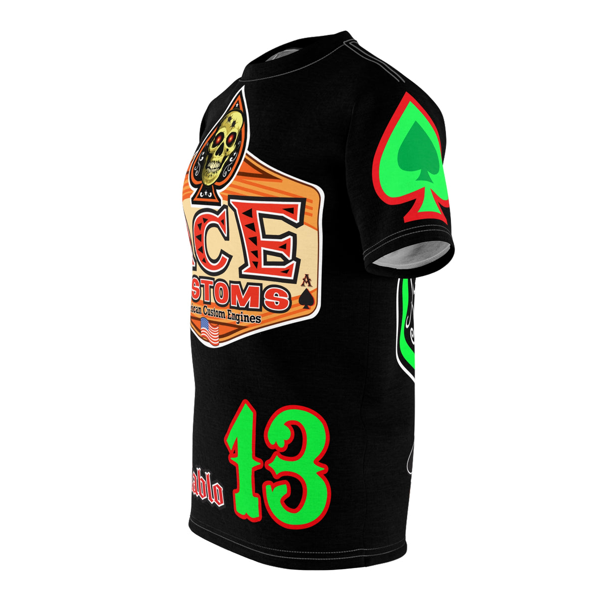 American Custom Engines ACE - Special Lumina Green  Ace of Spades Death Card High visibility Graphics
