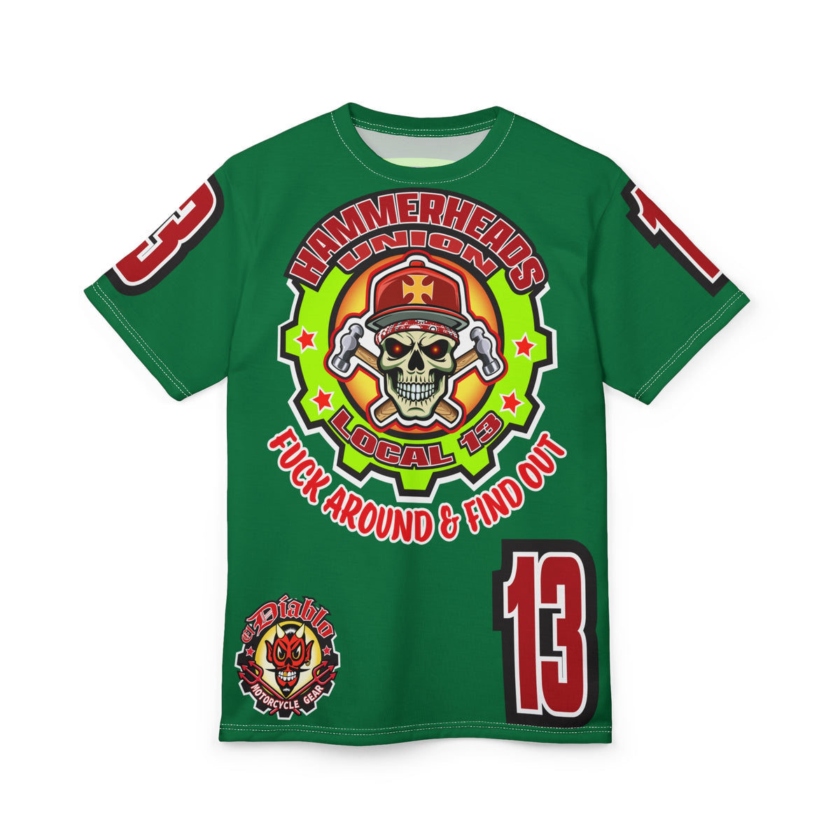 Hammerheads Union Local 13 (FAFO Version) HiViz Super Tee - Rough Tough Bad Attitude Motorcycle Riding Tee