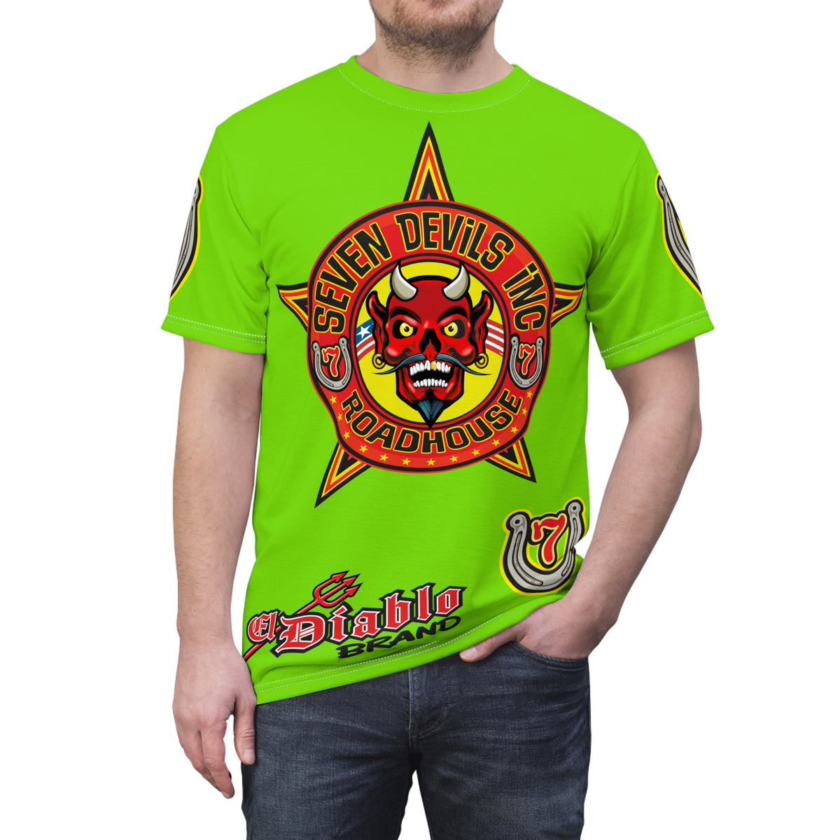 Very Special Seven Devils Inc. Roadhouse HiViz Graphic Tee - Motorcycle Custom Riding Super Tee