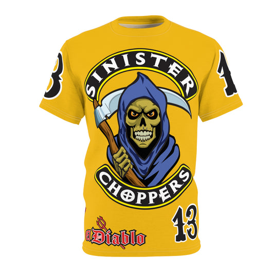 Sinister Choppers Reaper HiViz Super Tee - Unisex Skull Design for Bikers