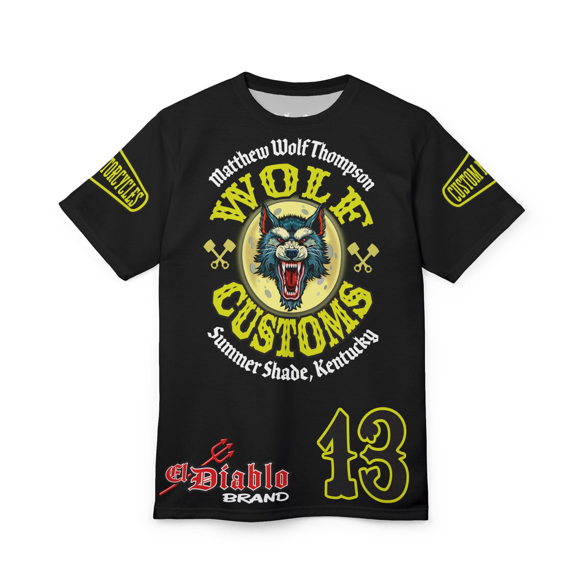 MWT Wolf Customs 13 Black & XL Graphics- Super Riding Tee — Retro Motorcycle Club Shirt, The Best Biker Riding Tee EVER !!!