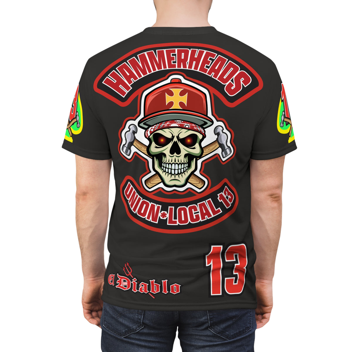 Very Special Hammerheads Union Local 13 - GIANT GRAPHICS !!!!!! - Custom  Motorcycle Riding Tee Shirt _ Super Comfort and Fit