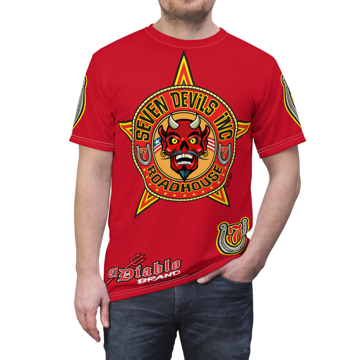 Seven Devils Inc. Roadhouse Deluxe HiViz Graphic Tee - Motorcycle Custom Riding Super Tee