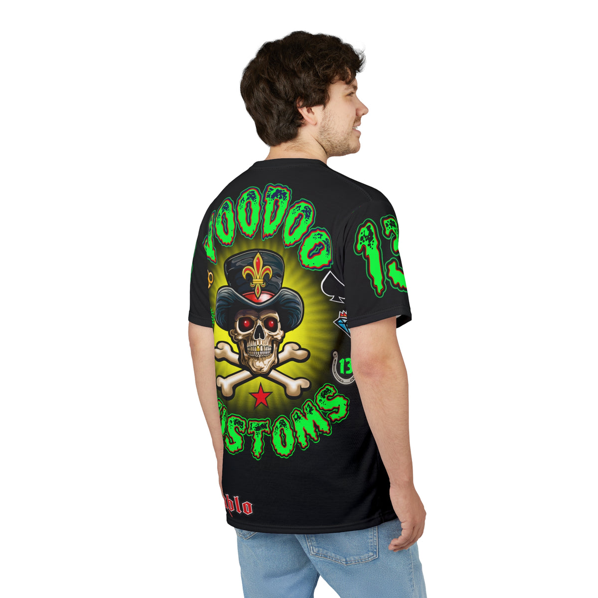 Voodoo Motorcycles Black Majic HiViz Super Tee, Unique Graphic Tee, Custom HiViz Apparel