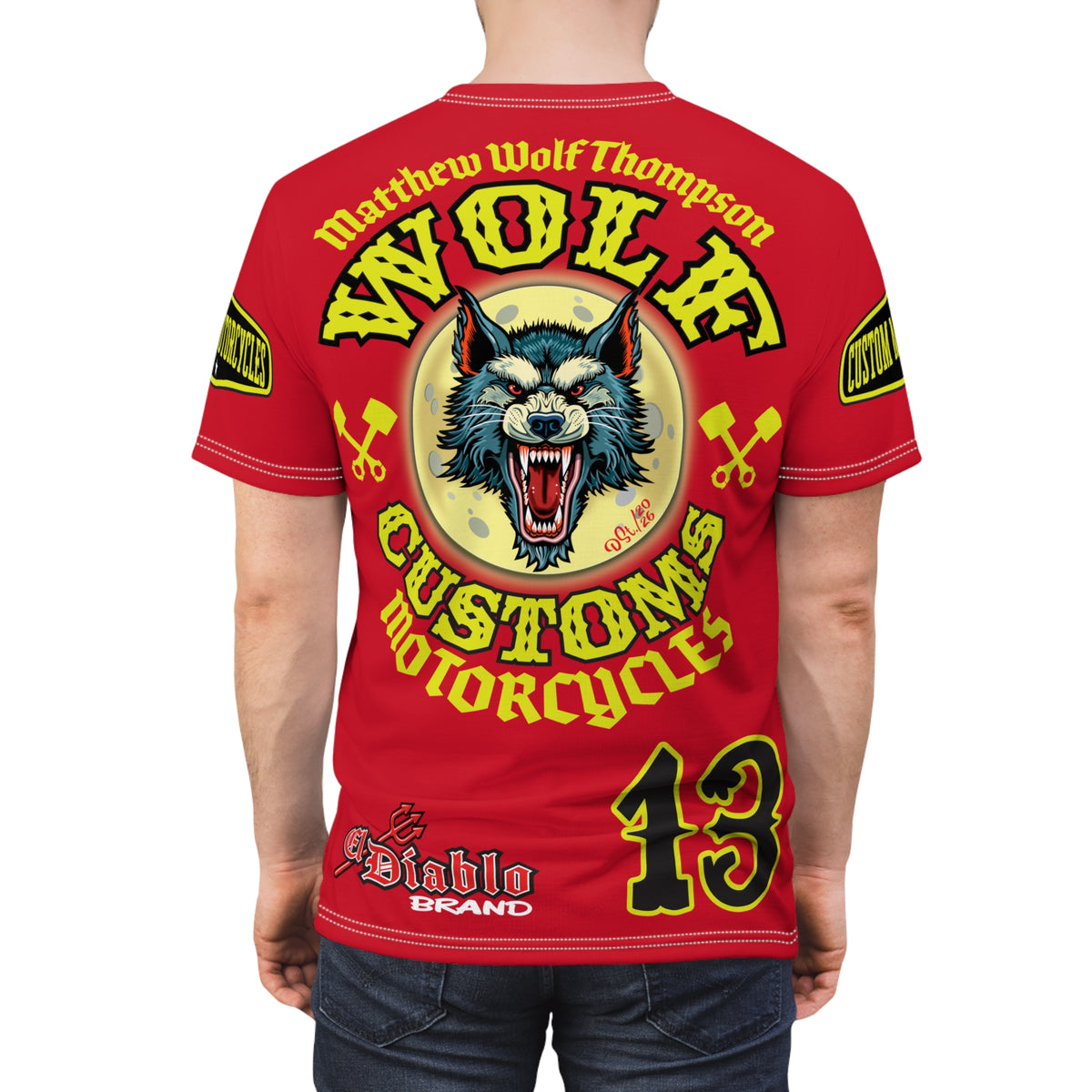 SRT MWT Wolf Customs 13 Black & Lumina Graphics -- Super Riding Tee — Retro Motorcycle Club Shirt, The Best Biker Riding Tee EVER !!!