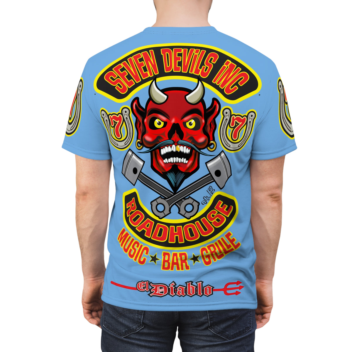 Seven Devils Inc. Roadhouse HiViz Design, Edgy Biker Shirt, Special Motorcycle Riding Gear, Seven Devils Inc.