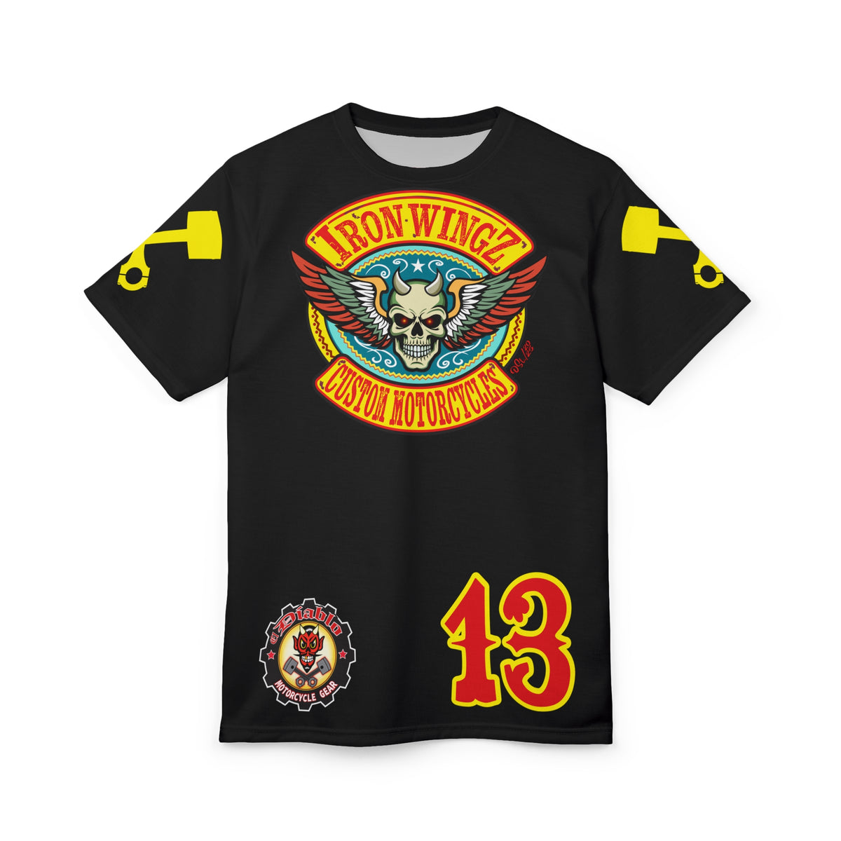 SRT Iron WingZ Custom Motorcycles Graphic Super Riding Tee, Edgy Streetwear, Customized Apparel, Gift for Bikers
