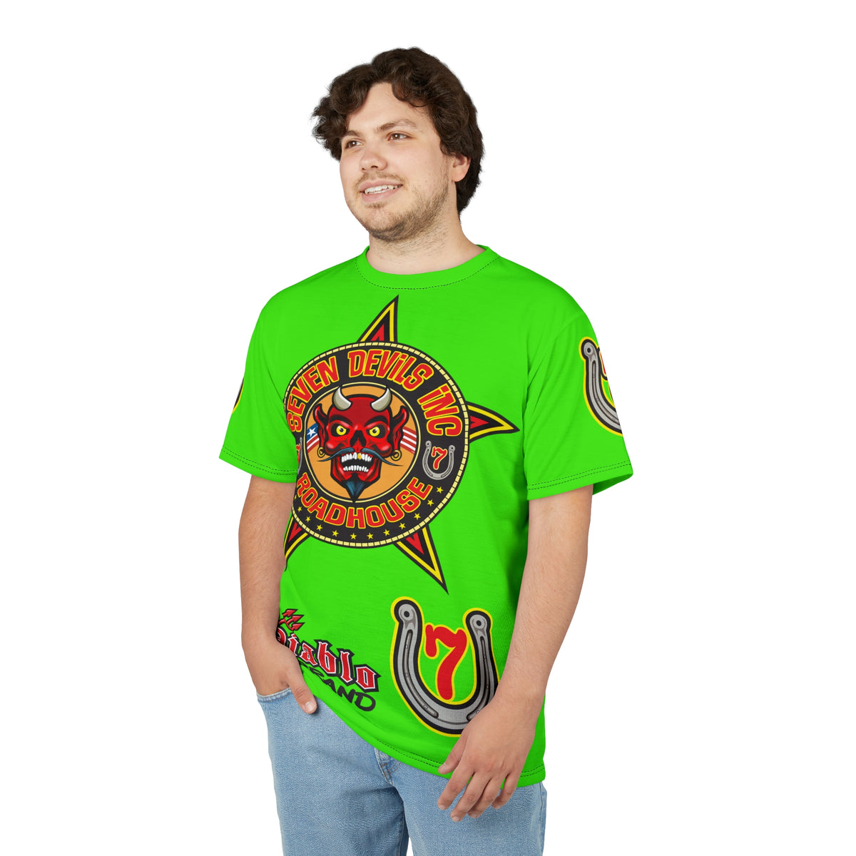 Very Special Seven Devils Inc. Roadhouse HiViZ Lumina Graphic Tee -  Motorcycle Custom Riding Super Tee