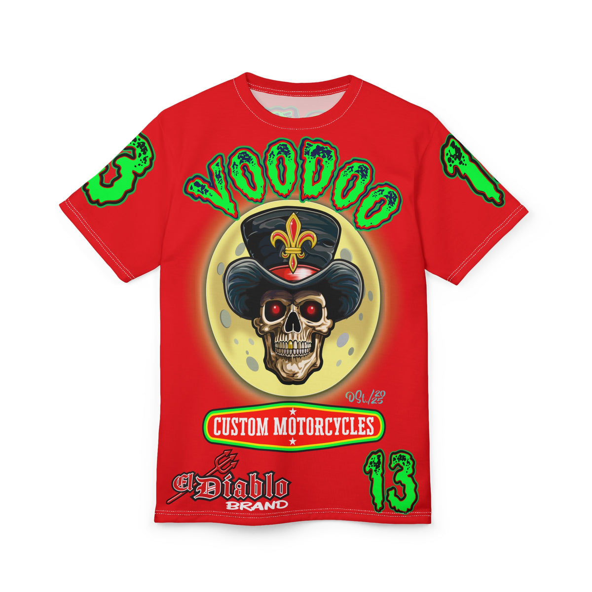 Voodoo Custom Motorcycles HiViz Super Tee, Unique XL Graphics, Custom HiViz Apparel