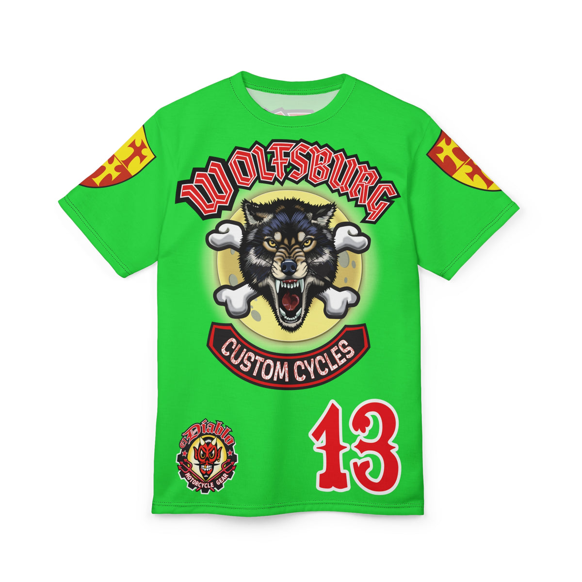 Very Special Wolfsburg Custom Cycles HiViz Graphic Super Tee for Bikers