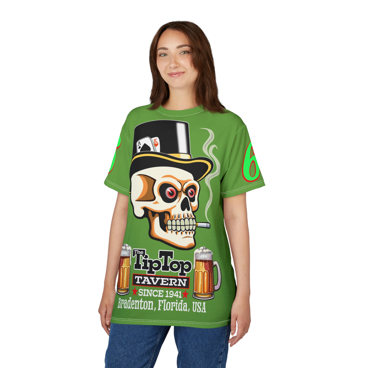 Tip Top Tavern Dive Bar Super Tee - Mean Green - Special Edition Graphics - America's Best Dive Bar - Bikes Beers Babes & Bros. - Biker Bar Tee