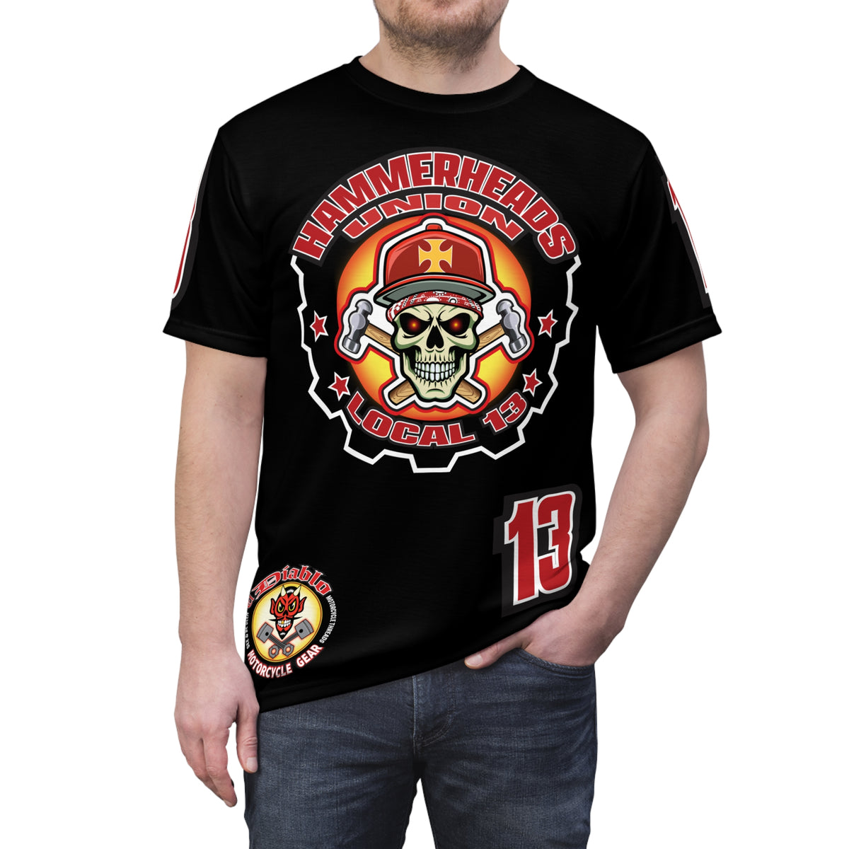 Hammerheads Union Local 13 Black Beauty - Hiviz Custom Motorcycle Riding Super Tee