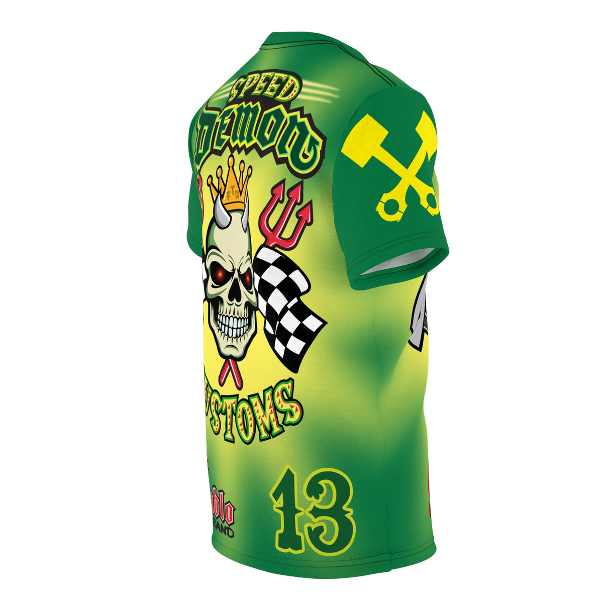 Speed Demon HiViz Tie Dye Style - Custom Motorcycle Riding Tee. - Excellent Visiblity using XL high colour graphics