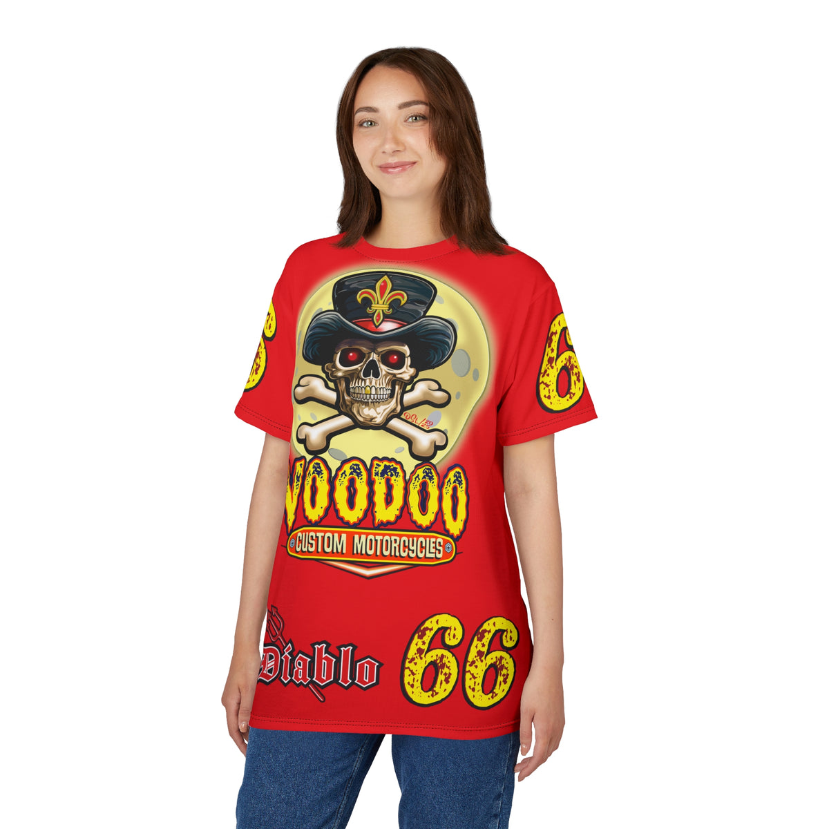 Voodoo Custom Motorcycles Unisex HiViz Tee, Edgy Graphic Shirt, Motorcycle Apparel, Skull T-Shirt, Perfect for Bikers