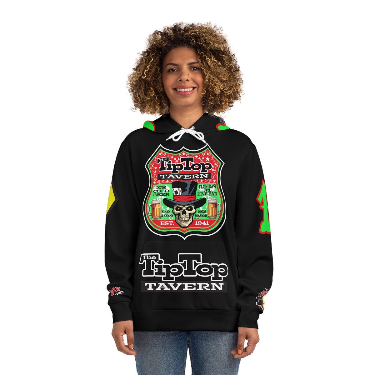 HoodZ Tip Top Tavern America's Best Dive Bar Super Hoodie - Ace of Spades 1% Special Edition - High Visibility Lumina Green Accents