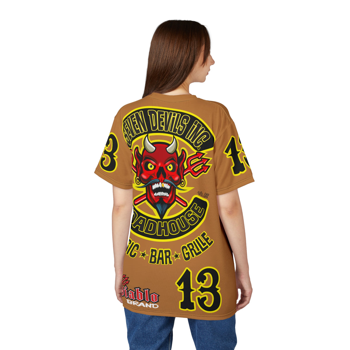 Seven Devils Inc. Roadhouse Black on Black Super Tee — Extreme Edgy Graphics - Bad Attitude Custom Biker Riding Gear