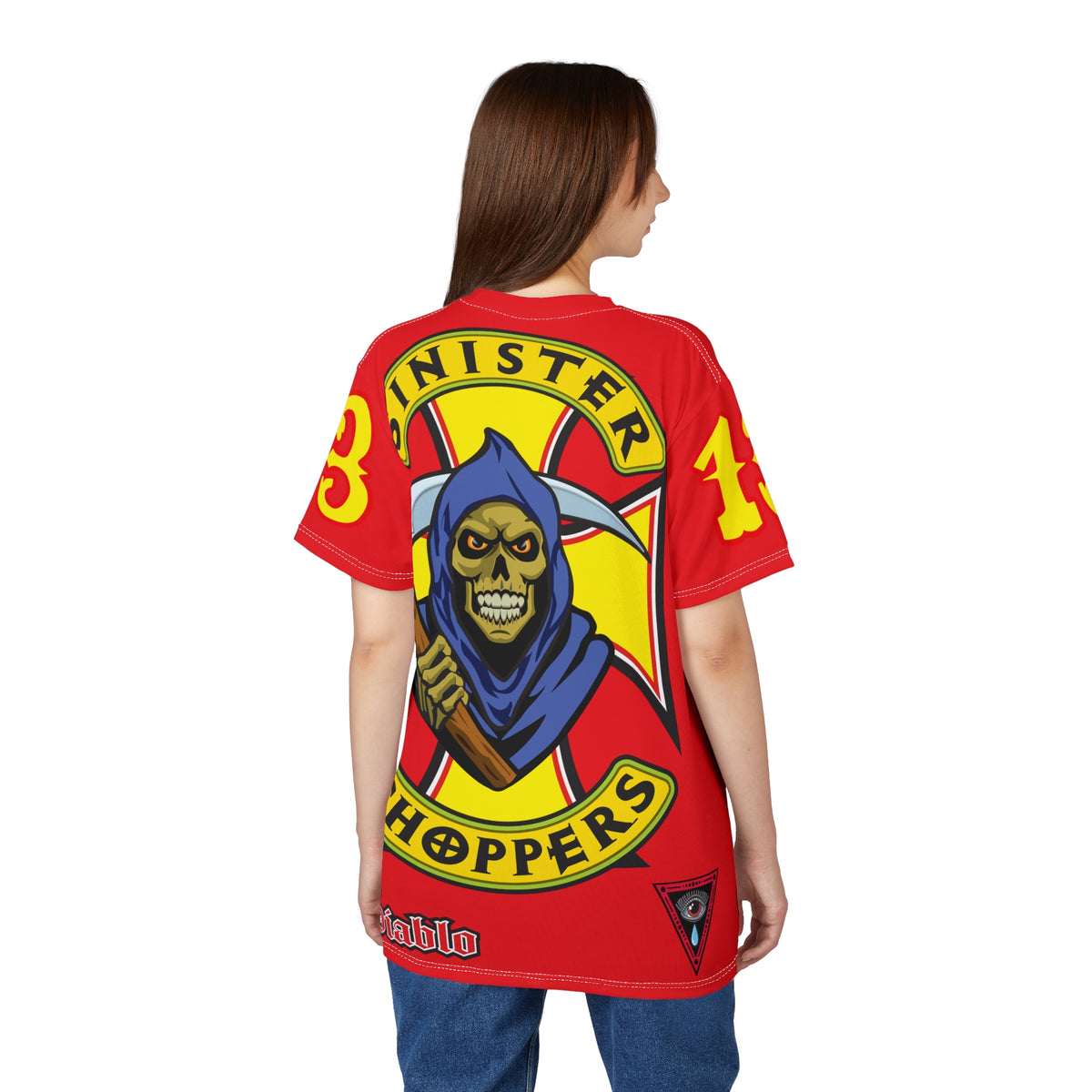 Sinister Choppers Reaper HiViz Super Tee - Unisex Skull Design for Bikers