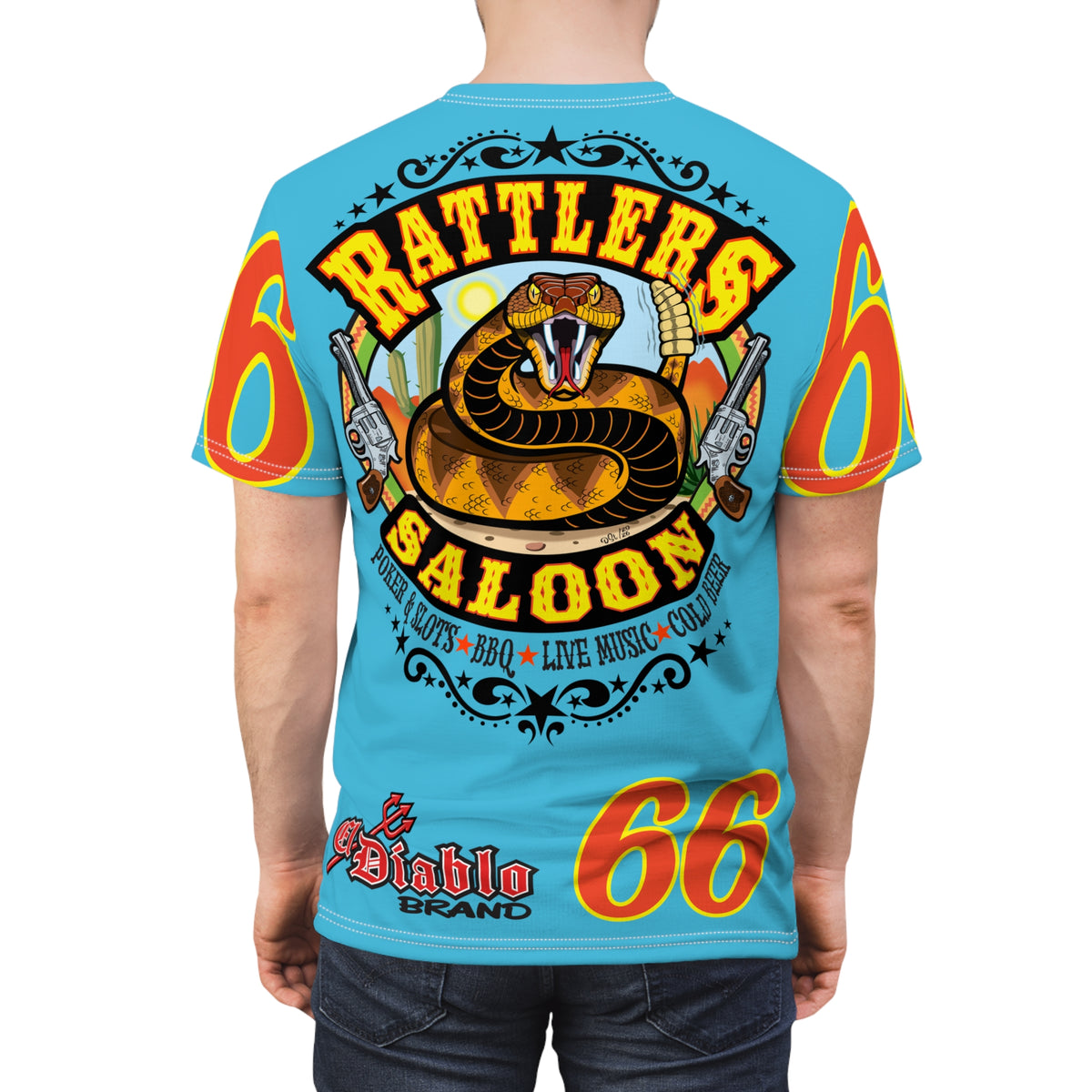 Rattlers Saloon ROUTE 66 SUPER TEE — Vintage Biker 66 Graphic Shirt