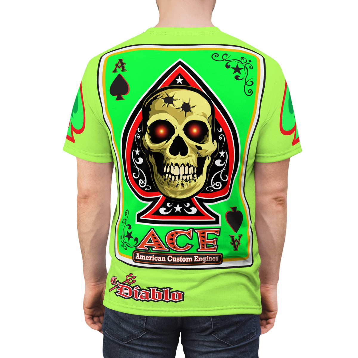 American Custom Engines ACE - Very Special Lumina Green  Ace of Spades Death Card High visibility Graphics