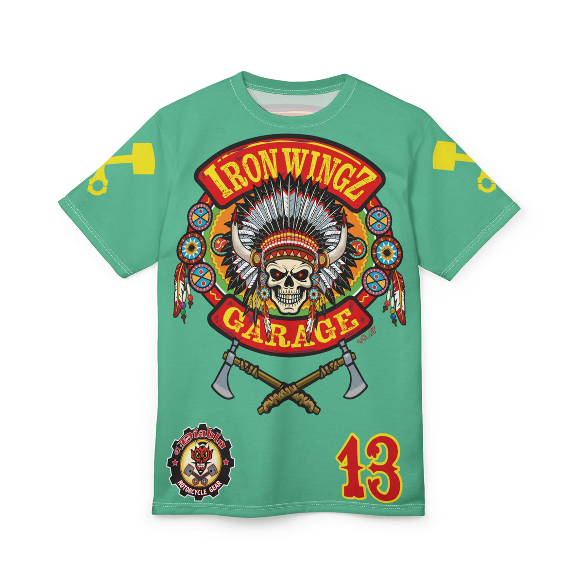 Iron WingZ Customs HIviz Graphic Super Tee, Edgy Streetwear, Customized Apparel, Gift for Bikers