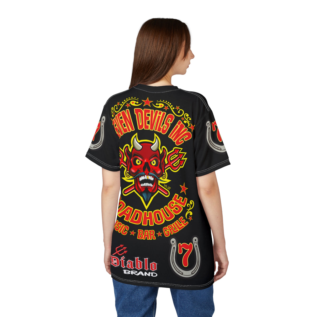 Seven Devils Road House (LIMITED EDITION) Custom Super Riding Tee - Retro Devil Style Graphic Style