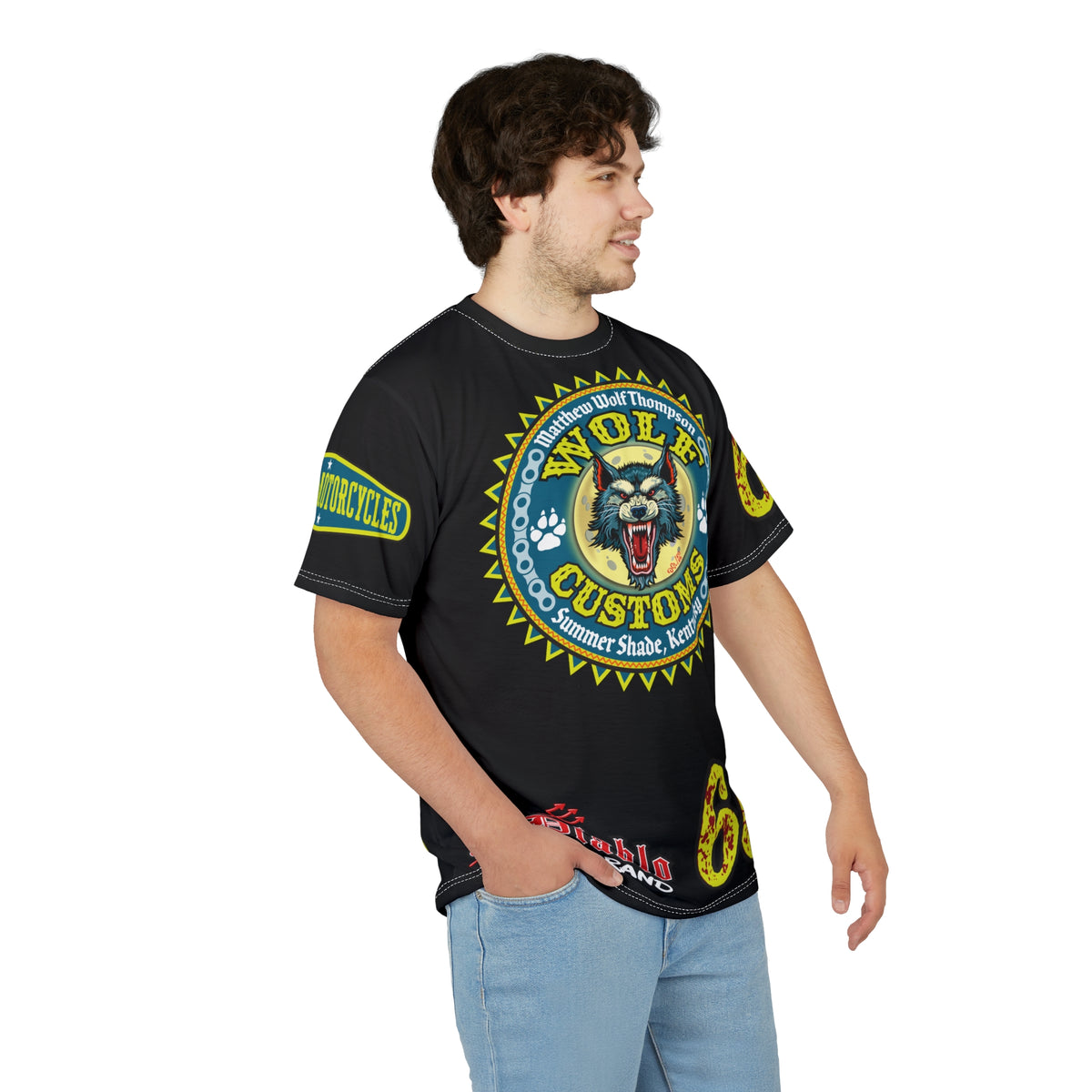 MWT Wolf Customs '66 Graphic HiViZ Super Tee — Retro Motorcycle Club Shirt, The Best Biker Riding Tee EVER !!!