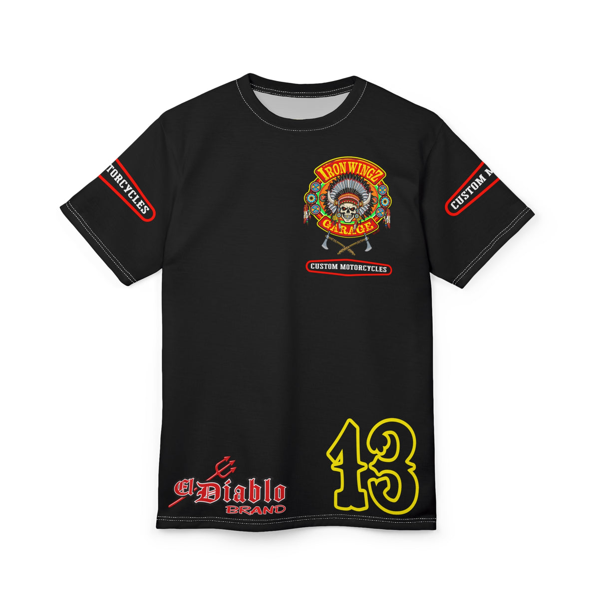 SRT Iron WingZ Garage Custom Biker Riding Super Tee - Retro Vintage Graphic Style