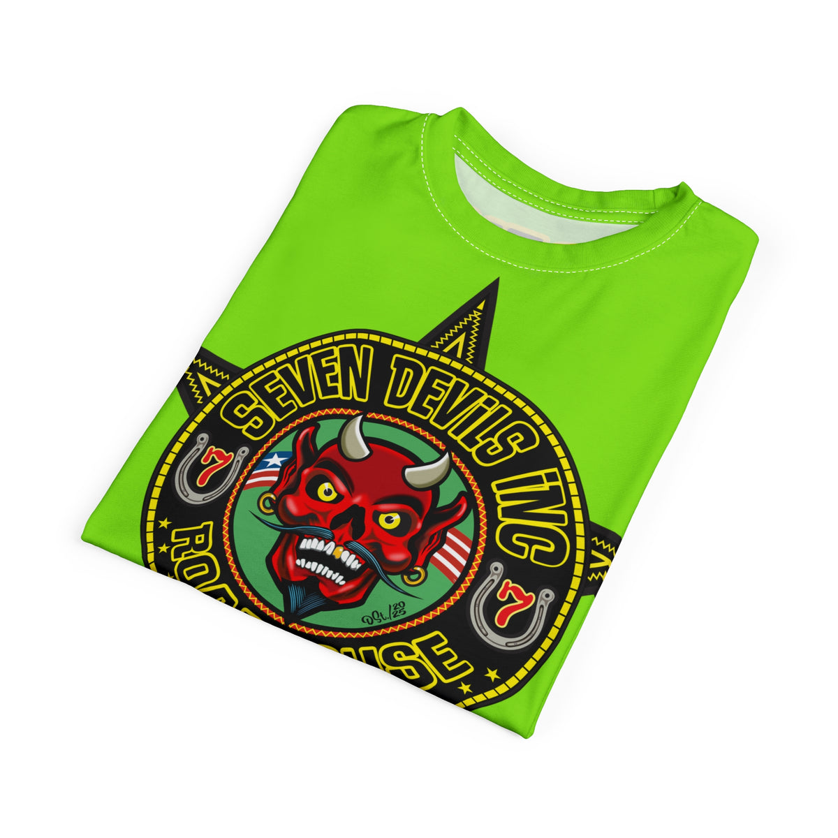 Very Special Seven Devils Road House (BLACK STAR HIVIZ LIMITED EDITION) Custom Super Riding Tee - Retro Devil Style Graphic Style