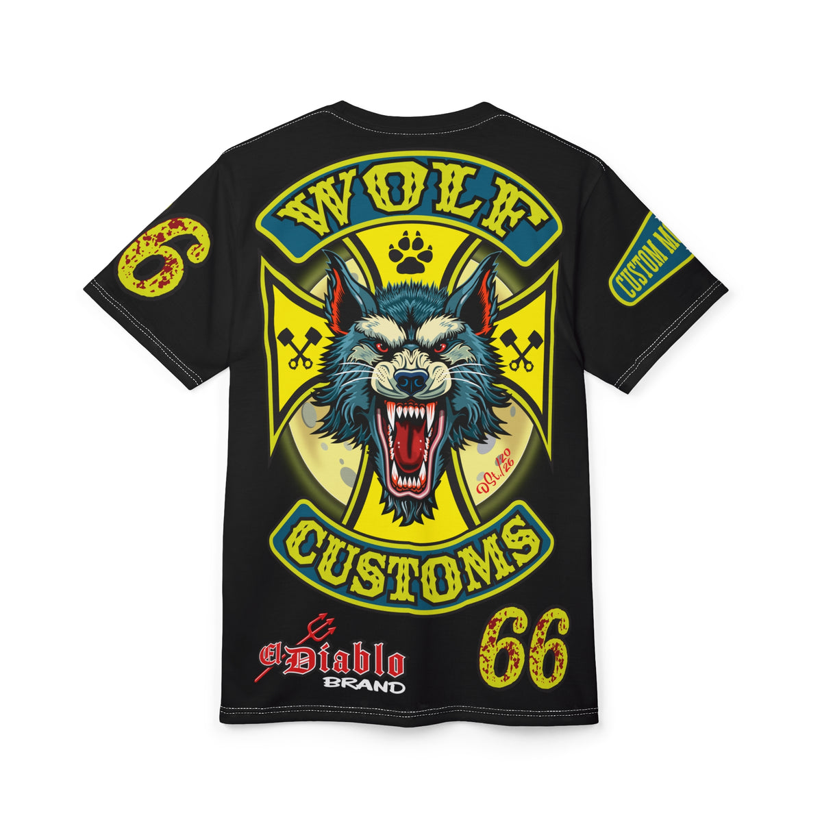 MWT Wolf Customs '66 Graphic HiViZ Super Tee — Retro Motorcycle Club Shirt, The Best Biker Riding Tee EVER !!!