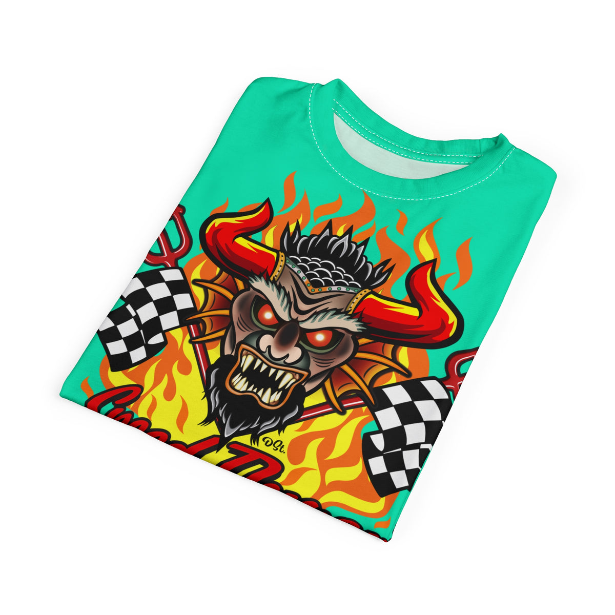 Speed Demon Customs Teal HiViZ Super Tee — Extreme Edgy Graphics - Bad Attitude Custom Biker Riding Gear