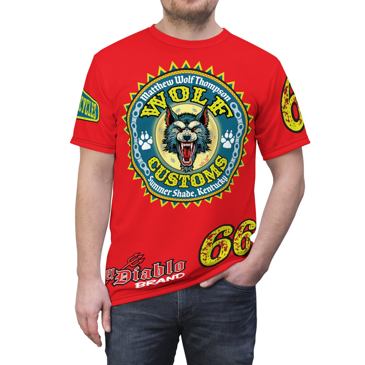 MWT Wolf Customs '66 Graphic HiViZ Super Tee — Retro Motorcycle Club Shirt, The Best Biker Riding Tee EVER !!!