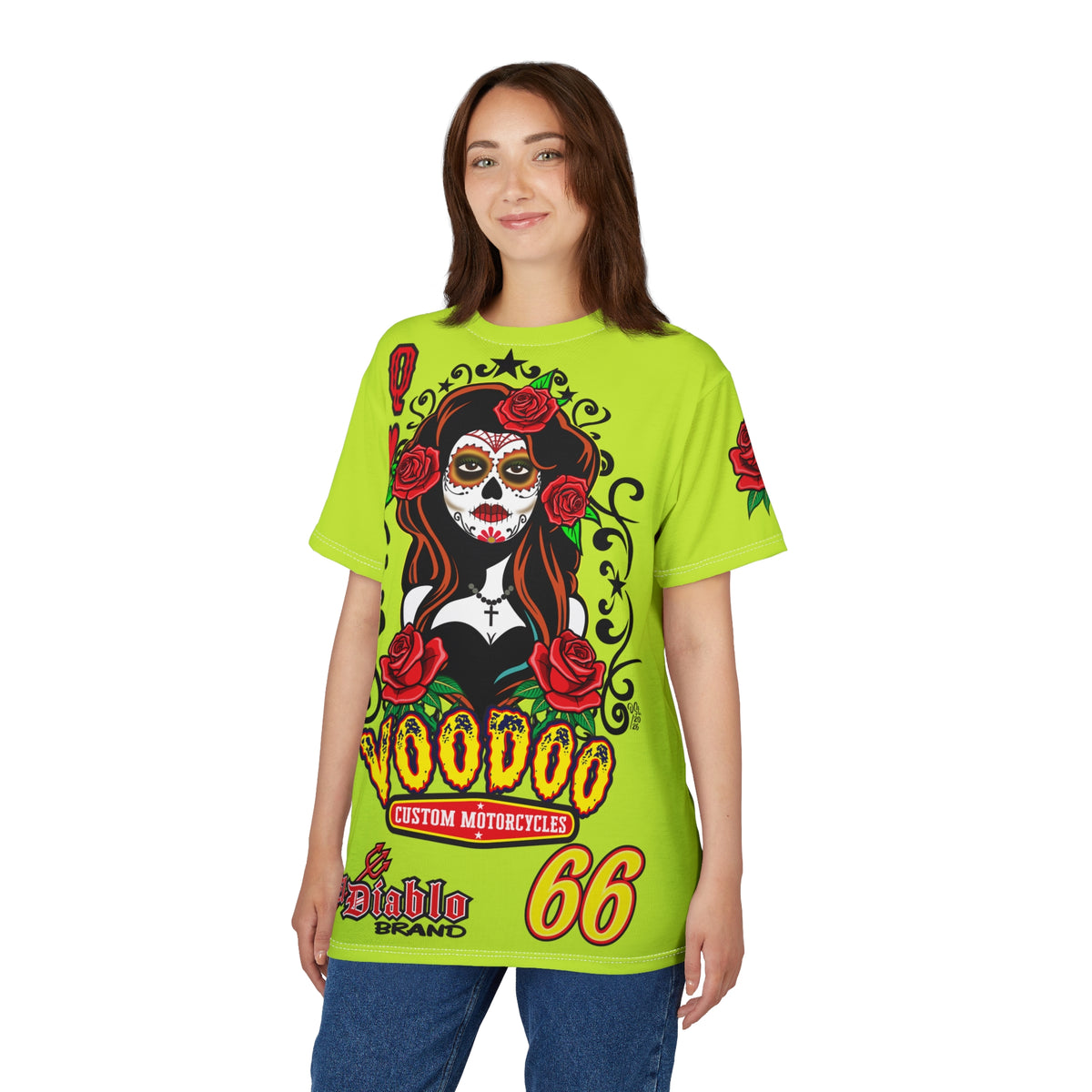VERY Special HIVIZ Voodoo Custom Motorcycles Tee — Queen of Hearts Super Tee Graphic Shirt