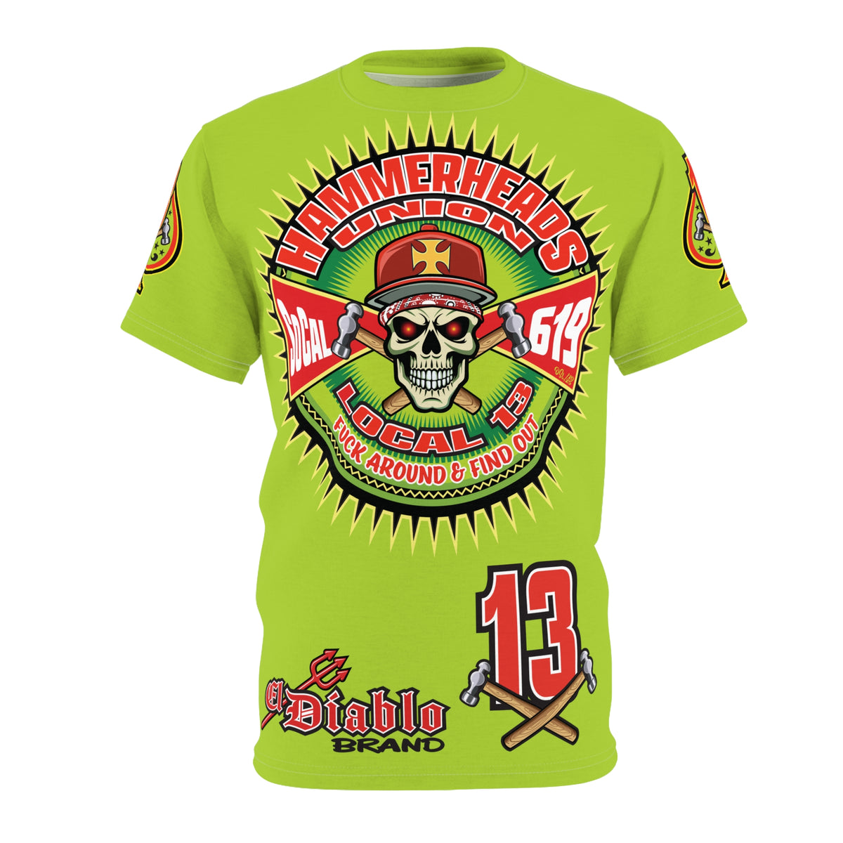 VERY Special Hammerheads Union Local 13 -  Custom HiViz Motorcycle Riding Tee Shirt _ Super Comfort and Fit