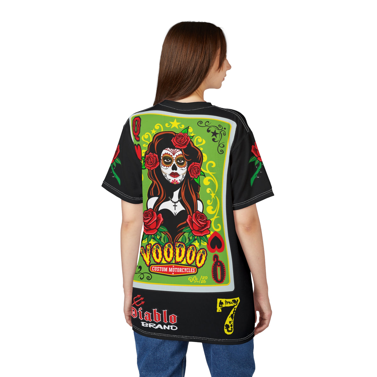 Voodoo Custom Motorcycles Tee — Queen of Hearts  Black 🖤 Riding Super Tee