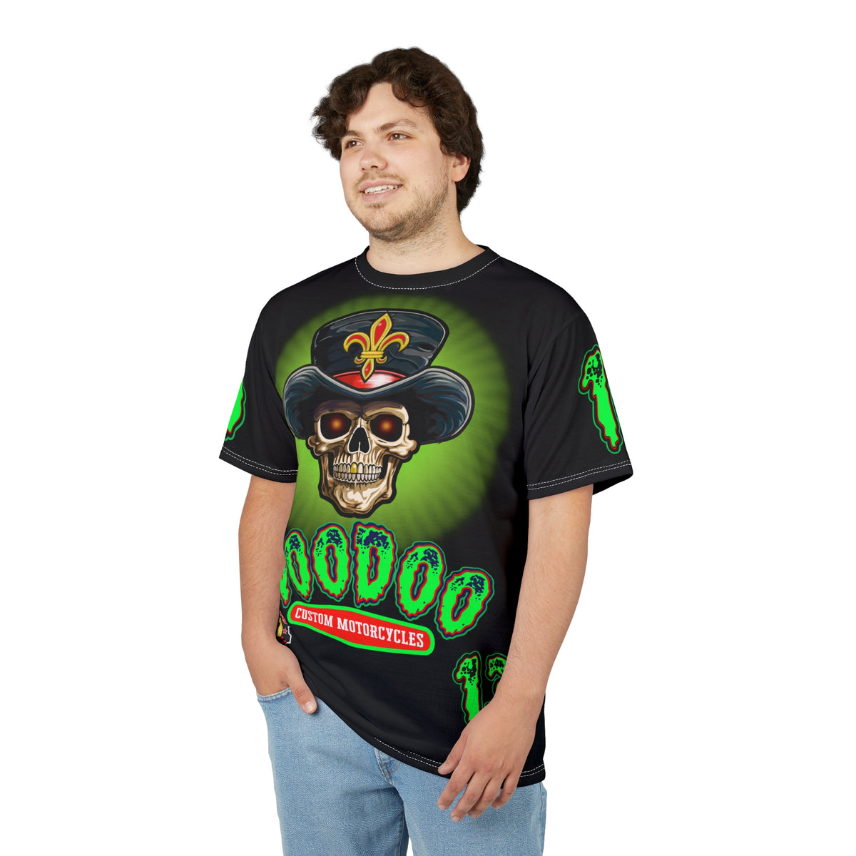 Voodoo Lucky 13 Motorcycle HiViz Super Tee, Unique Graphic Tee, Custom Riding Apparel