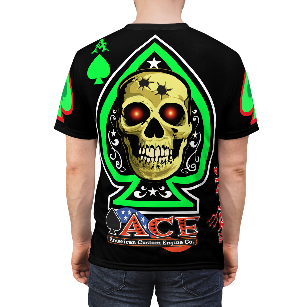 American Custom Engines ACE - Special Lumina Green  Ace of Spades Death Card High visibility Graphics
