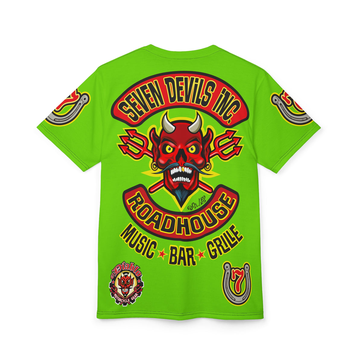 Very Special Seven Devils Inc. Roadhouse HiViz Graphic Tee - Motorcycle Custom Riding Super Tee